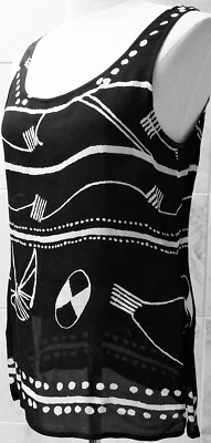 Camiseta sin mangas Citi By Yansi Fugel talla S pecho 36" negra/marfil geo estampado sin mangas Foto 1 de 4