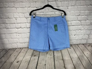 L.L. Bean Favorite Fit Blue White Pattern Chino Shorts Size 4 Brand New - Picture 1 of 8