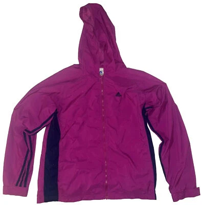 Adidas ветровка куртка женщин большой зеленый розовый молнии длинным рукавом с капюшоном - Изображение 1 из 4