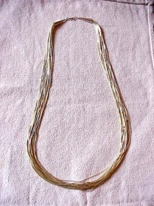 VINTAGE NAVAJO LIQUID SILVER NECKLACE 30 STRAND, STERLING SILVER,  29-1/2  IN - Picture 1 of 6