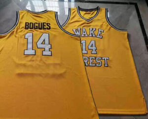 Throwback Muggsy Bogues #14 Basketball Jersey Wake Style Yellow All Stitched
