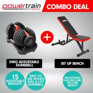 Powertrain 24kg Adjustable Dumbbell Home Gym Exercise Bench Weights - Picture 1 of 9