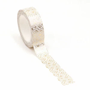 Washi Tape Gold Metallic Foil Fan Pattern 15mm x 10m - Picture 1 of 10