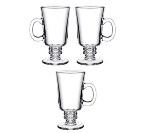 Juego de 3 tazas de café irlandesas de vidrio 240 ml taza de vidrio transparente con mango bebida de chocolate - Imagen 1 de 5