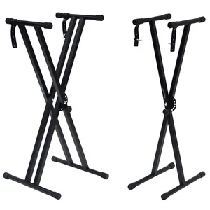 Portable Heavy Duty X Frame Folding Adjustable Keyboard Stand Piano With Straps - Picture 1 of 12