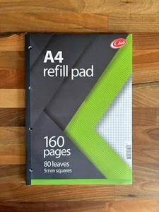 Silvine A4 Squared Paper Pad Refill Punched 4 Holes 160 Sheets New - Picture 1 of 3