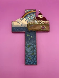 JIM SHORE Noah's Ark Cross Wall Decor Heartwood Creek 4.5 in AUTOGRAPHED 13 - Picture 1 of 10