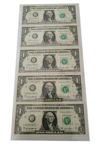 Set Of 5 Sequential US 1993 $1 Star Notes - Crisp, Uncirculated - Picture 1 of 12