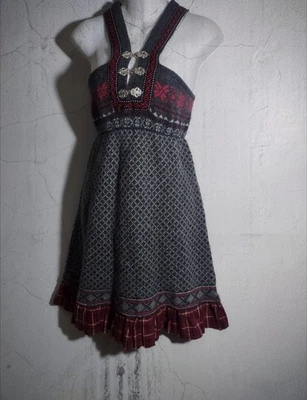 Vestido Suéter Free People Fair Isle Renacimiento Nórdico Lana de Cordero Cottagecore M Foto 1 de 4