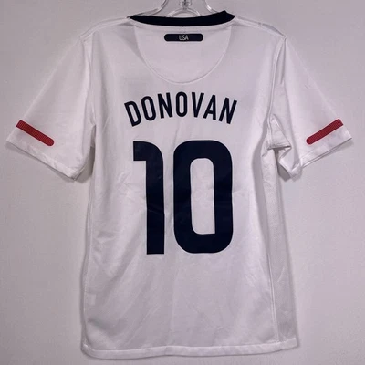 Landon Donovan #10 Fútbol de Estados Unidos USMNT 2010 Nike Dri Fit Camiseta Blanca Juvenil MEDIANA Foto 1 de 4