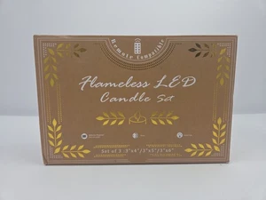 NEW 3 Flameless LED Candles Maple Leaf Glass w/ Remote 4" 5" 6" Fall Decor - Picture 1 of 7
