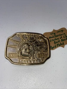 Vintage Statue Of Liberty Centennial Gold Tone Plated? Belt Buckle 3" Never Used - Picture 1 of 4