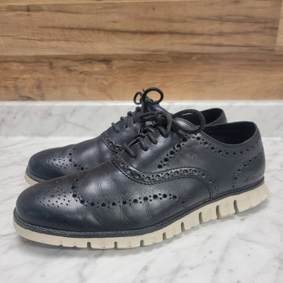 Zapatos Oxford Cole Haan Zerogrand punta de ala para hombre talla 9,5 M cuero negro Foto 1 de 4