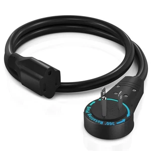 Cable/cable de extensión de enchufe plano giratorio 360° de 1 pie, 3 clavijas conectadas a tierra Wi... - Imagen 1 de 9