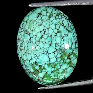 09,80 kt Natürlicher Tibetischer Türkis Oval Cabochon Lose Edelstein 14 x 19 x 6 mm - Bild 1 von 5