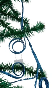 Juego de 3 adornos de árbol de vacaciones de Navidad con brillo verde azulado arremolinado - Imagen 1 de 3