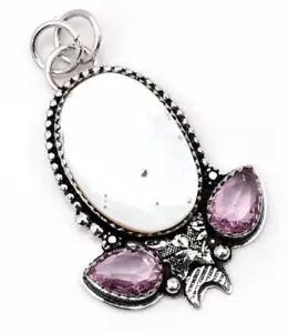 Natural Mother-Of-Pearl Gemstone 925 Sterling Silver Handmade Jewelry pendant - Picture 1 of 7