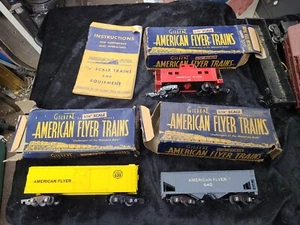 3 material rodante American Flyer vintage en cajas tolva vagón de carga manual - Imagen 1 de 5