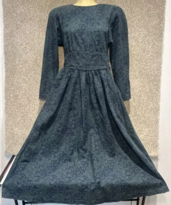 Maxi Vestido Laura Ashley Mujer Azul Floral Manga Larga Pradera Talla US 10 UK 12 Foto 1 de 4