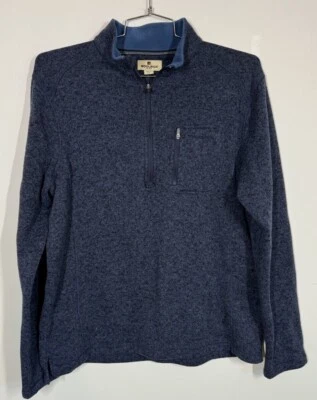 Sudadera Pullover Woolrich Para Hombre 1/4 Cremallera Azul Jaspeado Talla Grande Bolsillo Tecnológico Foto 1 de 4