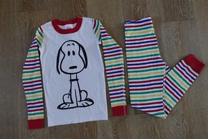 Hanna Andersson Boys Girls Peanuts Snoopy Holiday Pajama Size 140/US 10 EUC - Picture 1 of 3