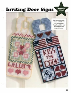 Inviting Doors Hanger Signs Plastic Canvas Patterns Project By Leisure Arts - Picture 1 of 1