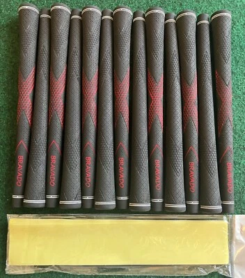 Bravado Golf Grips 13 pc + adhesives -- black w/red accent