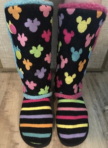 Little MissMatched Slip On Multi-Color Mickey Mouse Disney Girls Woman Boots HTF - Picture 1 of 10