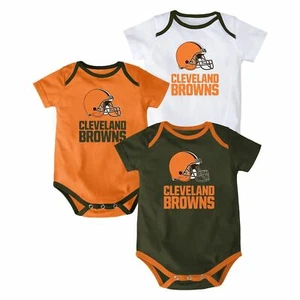 Cleveland Browns 3 piezas Cascos Creeper Set Bebé Body - Imagen 1 de 1