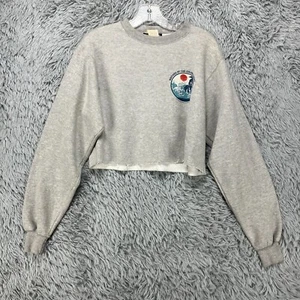 Brandy Melville Crop Sweatshirt Women's S Crew Neck Heather Gray Surf Coastal - Picture 1 of 10