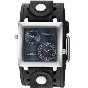 Nemesis schwarz/blau Dual Time SQ mit Vintage X Leder Manschettenband - Bild 1 von 2