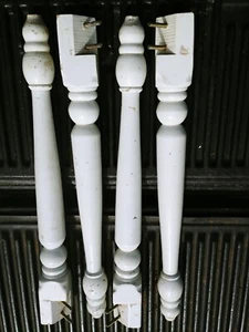 28" Chunky Rustic Turned Wooden White Farmhouse Table Legs Bench - Picture 1 of 5