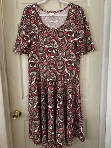 Rare LuLaRoe Size 2XL Nicole Dress Hot Pink Paisley White Unicorn Vintage Poly - Picture 1 of 10
