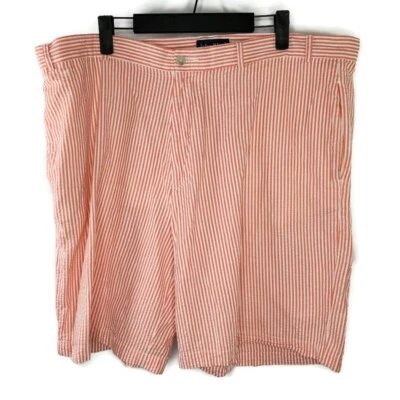 Pantalones Cortos Chinos Para Hombre John Blair Naranja y Blanco Estilo Seersucker Talla 40 Foto 1 de 4