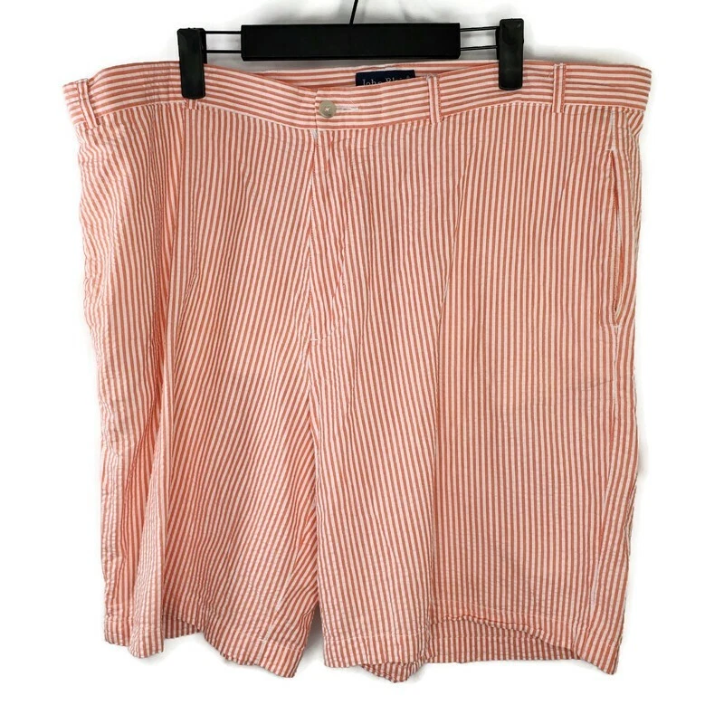 Pantalones Cortos Chinos Para Hombre John Blair Naranja y Blanco Estilo Seersucker Talla 40 Foto 1 de 4