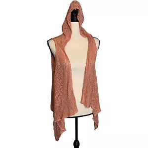 Sweet N Sinful Cardigan Womens Large Open Front Boho Open Knit Hoodie Lagonlook - Picture 1 of 12