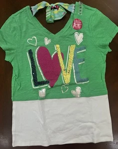 JUSTICE T-SHIRT SZ 20 LOVE Sequined And Glitters New - Picture 1 of 6
