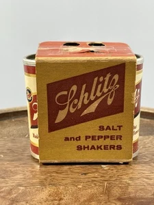 Lata de cerveza Schlitz 1957 salero y pimentero vintage coleccionable caja sellada - Imagen 1 de 6