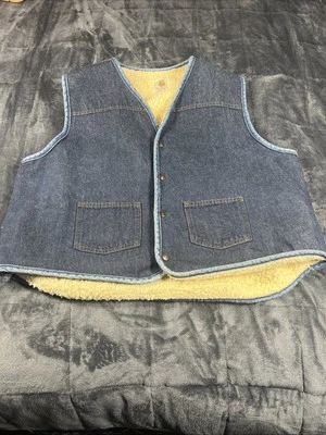 Chaleco de Colección Carhartt Talla XXL Sherpa Forrado Denim Frente a Presión Azul De Colección Foto 1 de 4
