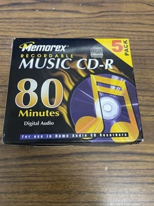 Memorex 5 Pack CD-R Discs w/ Cases, 700MB 80-Minute 48X Recordable, New - Picture 1 of 1