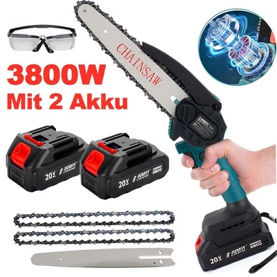 JUSFIT 8 Zoll Mini Akku Kettensäge Bürstenloser Handkettensäge + 2 Akkus Für Makita DHL