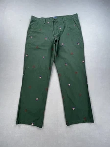Charleston Threads Hose Herren 38x30 grün bestickt Santa Urlaub Chino - Bild 1 von 11