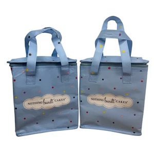 Lot of 2 Nothing Bundt Cake Zippered Insulated Lunch Totes Delivery Bags Blue - Picture 1 of 8