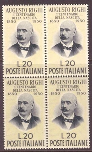 PRC_4_63. REPUBLIC. Block of 1950 "CENTEN. AUGUSTO RIGHI" stamp. Sas 633. MNH - Picture 1 of 1