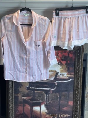 Betsey Johnson Conjunto de Pijama Borde en Contraste Novia Esposa Boda Rosa Conjunto Corto XS Foto 1 de 4