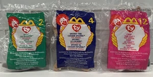McDonald's Mini Beanie babies 1999 Antsy Anteater Spunky Cocker Spaniel Chip Cat - Picture 1 of 9