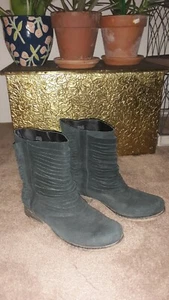 Women's 9 Suede/ Leather Charcoal Boots - Picture 1 of 4