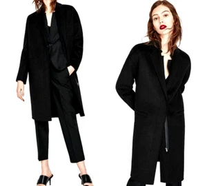 ZARA BLACK COAT WOOL BLEND COAT BOYFRIEND JACKET CASUAL BLAZER NEW - Picture 1 of 11