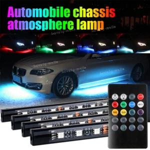 4Pcs Waterproof RGB LED Under Car Tube Strip Underglow body Neon Light Kit 12V - Picture 1 of 12