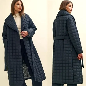 NOBODY'S CHILD Belted QUILTED WRAP COAT ~ Size M ~ BLACK (rrp £135) - Picture 1 of 7